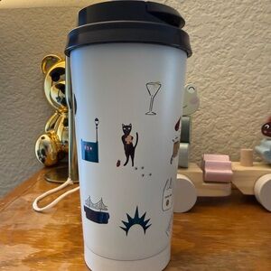 Starbucks  Kate spade White Travel Mug with Black Lid